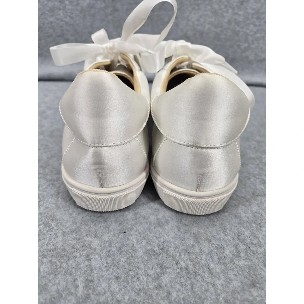 Betsey Johnson Sneaker Shoes Womens Size 9.5 Ivory Liana Satin‎ Jeweled Bridal